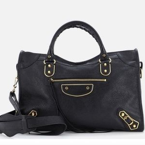 Balenciaga City Classic Metallic Edge Bag- Medium black leather